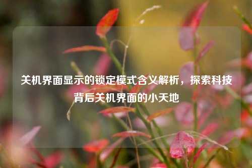 关机界面显示的锁定模式含义解析,探索科技背后关机界面的小天地