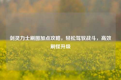 剑灵力士刷图加点攻略,轻松驾驭战斗,高效刷怪升级