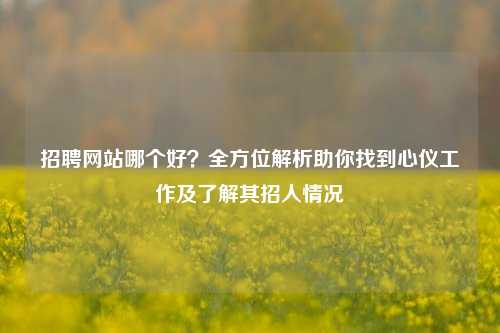 招聘网站哪个好?全方位解析助你找到心仪工作及了解其招人情况