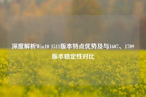 深度解析Win10 1511版本特点优势及与1607、1709版本稳定性对比