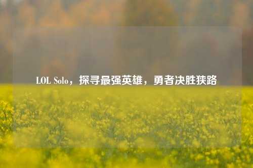 LOL Solo,探寻最强英雄,勇者决胜狭路