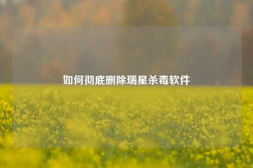 如何彻底删除瑞星杀毒软件