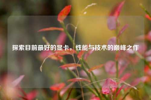 探索目前最好的显卡，性能与技术的巅峰之作