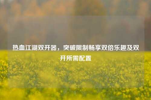 热血江湖双开器,突破限制畅享双倍乐趣及双开所需配置