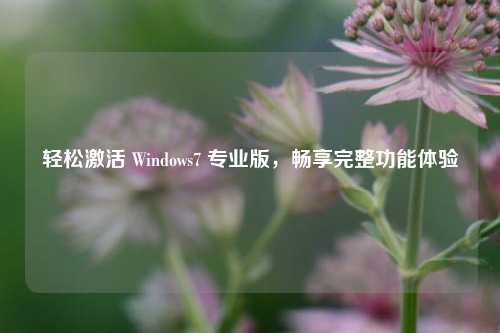 轻松激活 Windows7 专业版,畅享完整功能体验