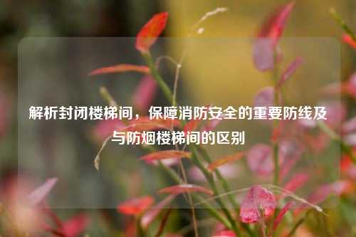 解析封闭楼梯间,保障消防安全的重要防线及与防烟楼梯间的区别