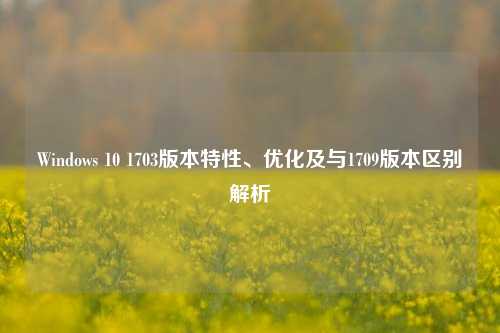 Windows 10 1703版本特性、优化及与1709版本区别解析
