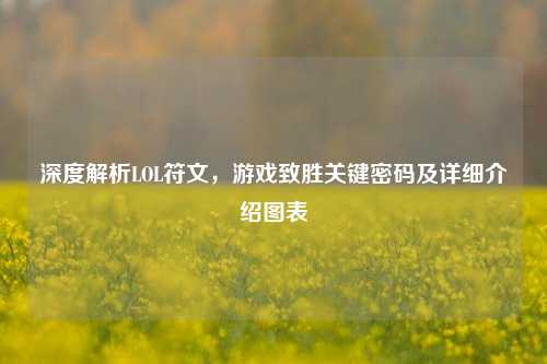 深度解析LOL符文,游戏致胜关键密码及详细介绍图表