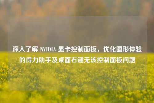 深入了解 NVIDIA 显卡控制面板,优化图形体验的得力助手及桌面右键无该控制面板问题