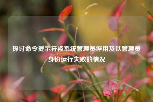 探讨命令提示符被系统管理员停用及以管理员身份运行失败的情况