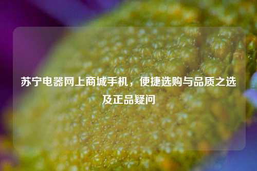 苏宁电器网上商城手机,便捷选购与品质之选及正品疑问