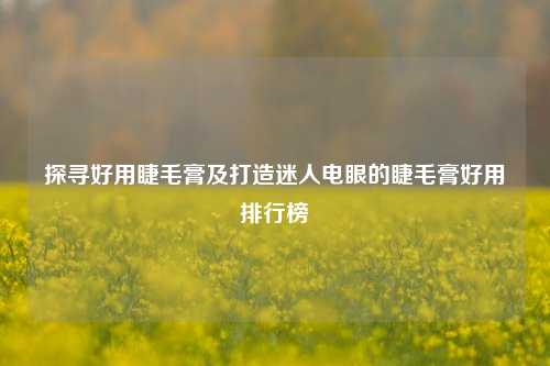 探寻好用睫毛膏及打造迷人电眼的睫毛膏好用排行榜