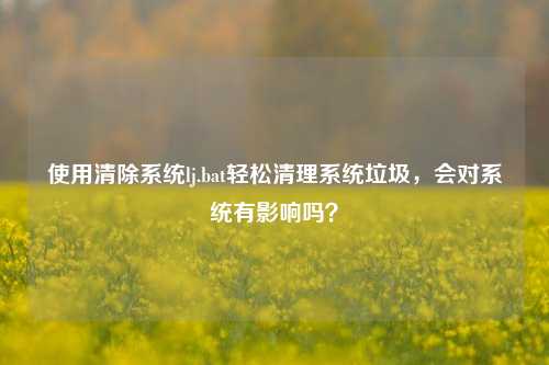 使用清除系统lj.bat轻松清理系统垃圾，会对系统有影响吗？