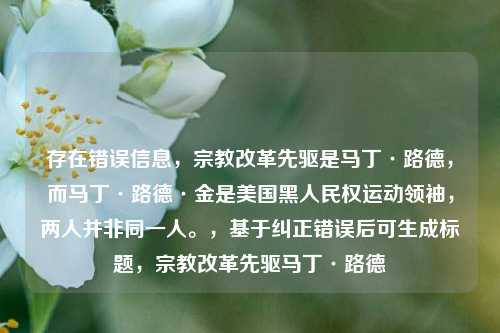 存在错误信息,宗教改革先驱是马丁·路德,而马丁·路德·金是美国黑人民权运动领袖,两人并非同一人。,基于纠正错误后可生成标题,宗教改革先驱马丁·路德