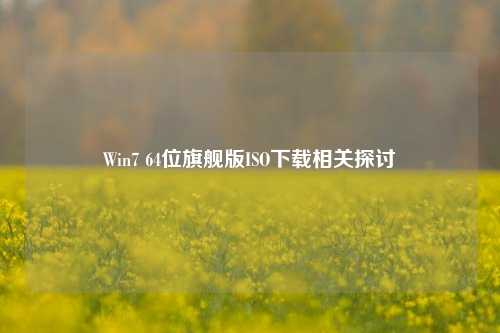 Win7 64位旗舰版ISO下载相关探讨