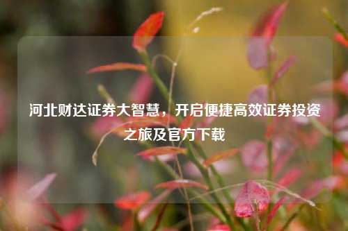 河北财达证券大智慧,开启便捷高效证券投资之旅及官方下载