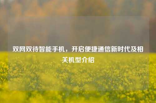 双网双待智能手机,开启便捷通信新时代及相关机型介绍