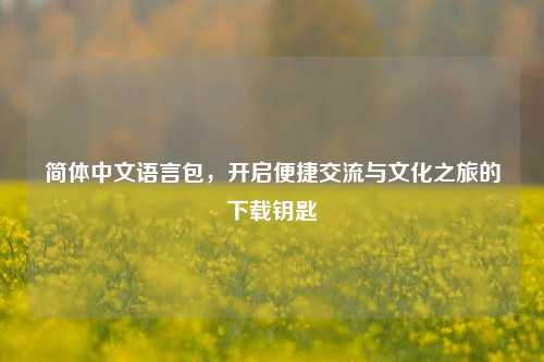 简体中文语言包，开启便捷交流与文化之旅的下载钥匙