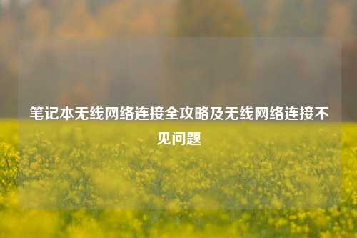 笔记本无线网络连接全攻略及无线网络连接不见问题