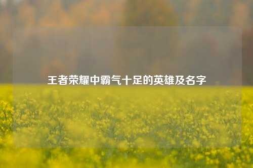 王者荣耀中霸气十足的英雄及名字