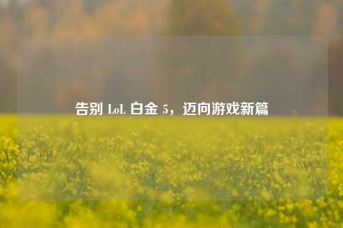 告别 LoL 白金 5,迈向游戏新篇