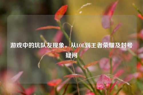 游戏中的坑队友现象,从LOL到王者荣耀及封号疑问