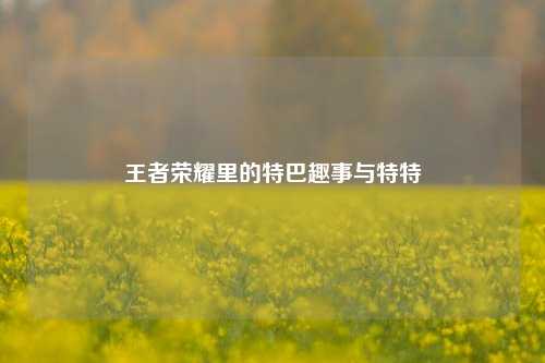 王者荣耀里的特巴趣事与特特