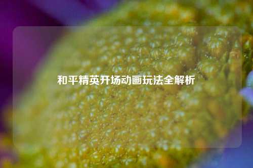 和平精英开场动画玩法全解析