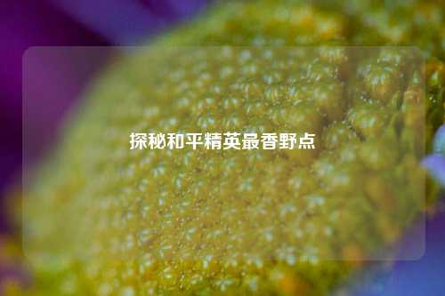 探秘和平精英最香野点