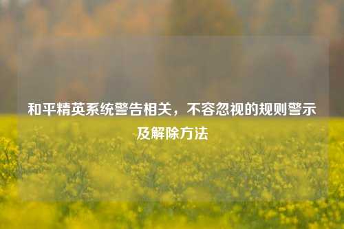和平精英系统警告相关,不容忽视的规则警示及解除方法