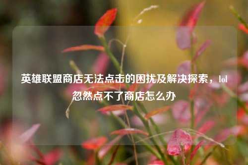 英雄联盟商店无法点击的困扰及解决探索,lol忽然点不了商店怎么办