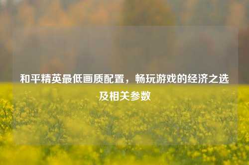和平精英最低画质配置,畅玩游戏的经济之选及相关参数