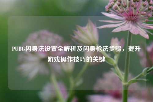 PUBG闪身法设置全解析及闪身枪法步骤，提升游戏操作技巧的关键