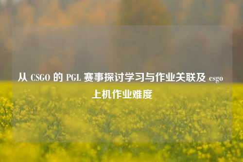 从 CSGO 的 PGL 赛事探讨学习与作业关联及 csgo 上机作业难度