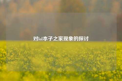 对lol本子之家现象的探讨