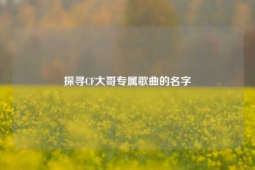 探寻CF大哥专属歌曲的名字