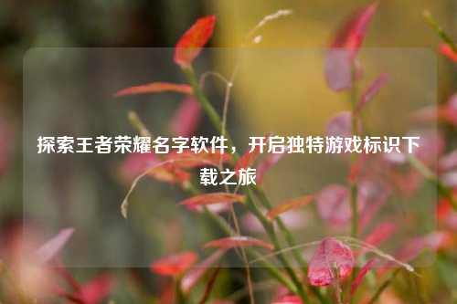 探索王者荣耀名字软件，开启独特游戏标识下载之旅