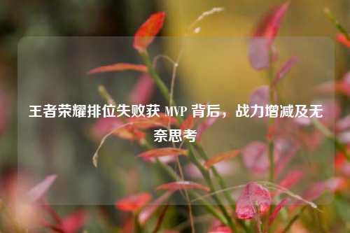 王者荣耀排位失败获 MVP 背后,战力增减及无奈思考