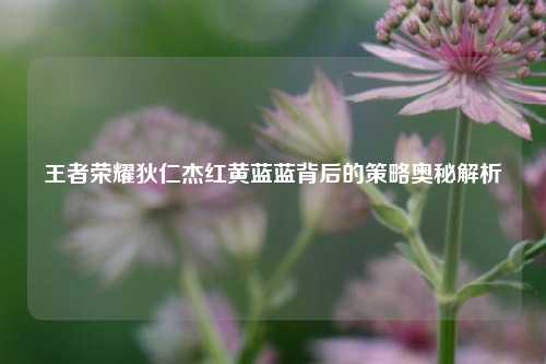 王者荣耀狄仁杰红黄蓝蓝背后的策略奥秘解析