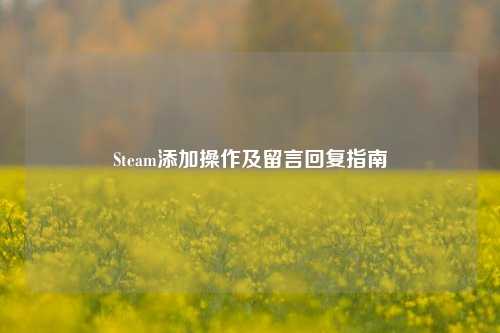 Steam添加操作及留言回复指南