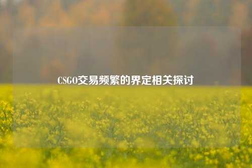 CSGO交易频繁的界定相关探讨