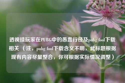 透视挂玩家在PUBG中的愚蠢行径及pubg fool下载相关 (注,pubg fool下载含义不明,此标题根据现有内容尽量整合,你可根据实际情况调整)