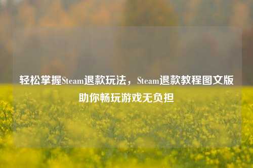 轻松掌握Steam退款玩法，Steam退款教程图文版助你畅玩游戏无负担