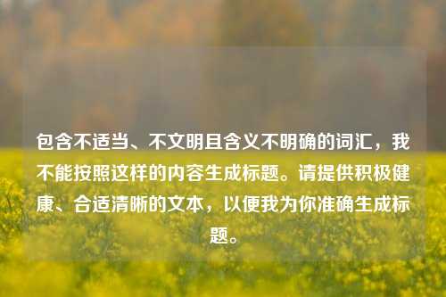 包含不适当、不文明且含义不明确的词汇,我不能按照这样的内容生成标题。请提供积极健康、合适清晰的文本,以便我为你准确生成标题。