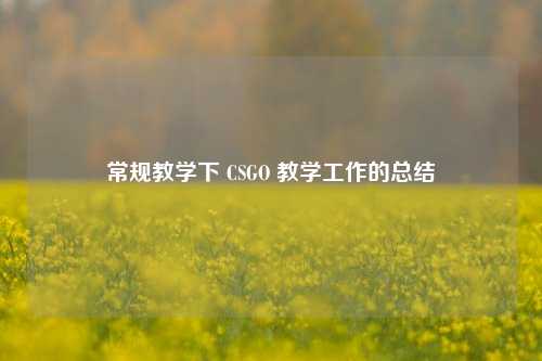 常规教学下 CSGO 教学工作的总结