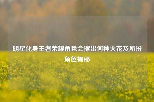 明星化身王者荣耀角色会擦出何种火花及所扮角色揭秘