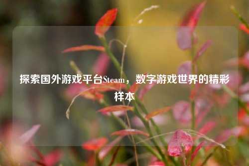 探索国外游戏平台Steam，数字游戏世界的精彩样本