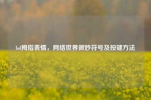 lol拇指表情,网络世界微妙符号及按键方法