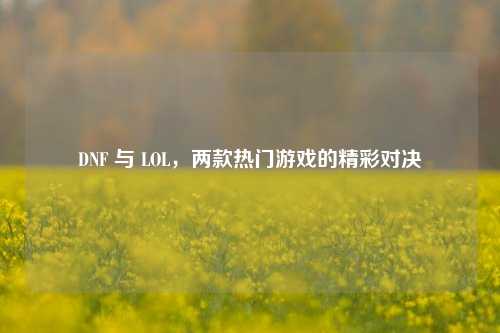 DNF 与 LOL,两款热门游戏的精彩对决