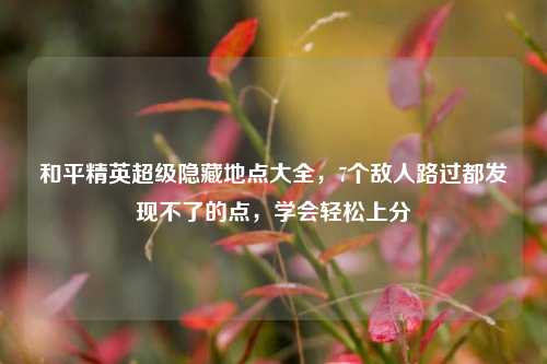 和平精英超级隐藏地点大全,7个敌人路过都发现不了的点,学会轻松上分